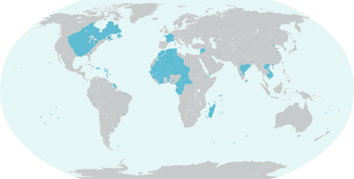 Владения Франции за всё время существования колониальной империи. Источник: автор. 