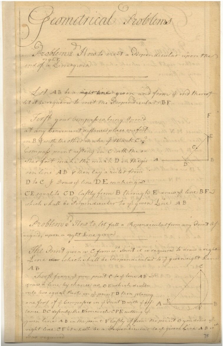 «Геометрические задачи» Джорджа Вашингтона, ок. 1745-1746, Отдел рукописей, Библиотека Конгресса, Вашингтон, округ Колумбия