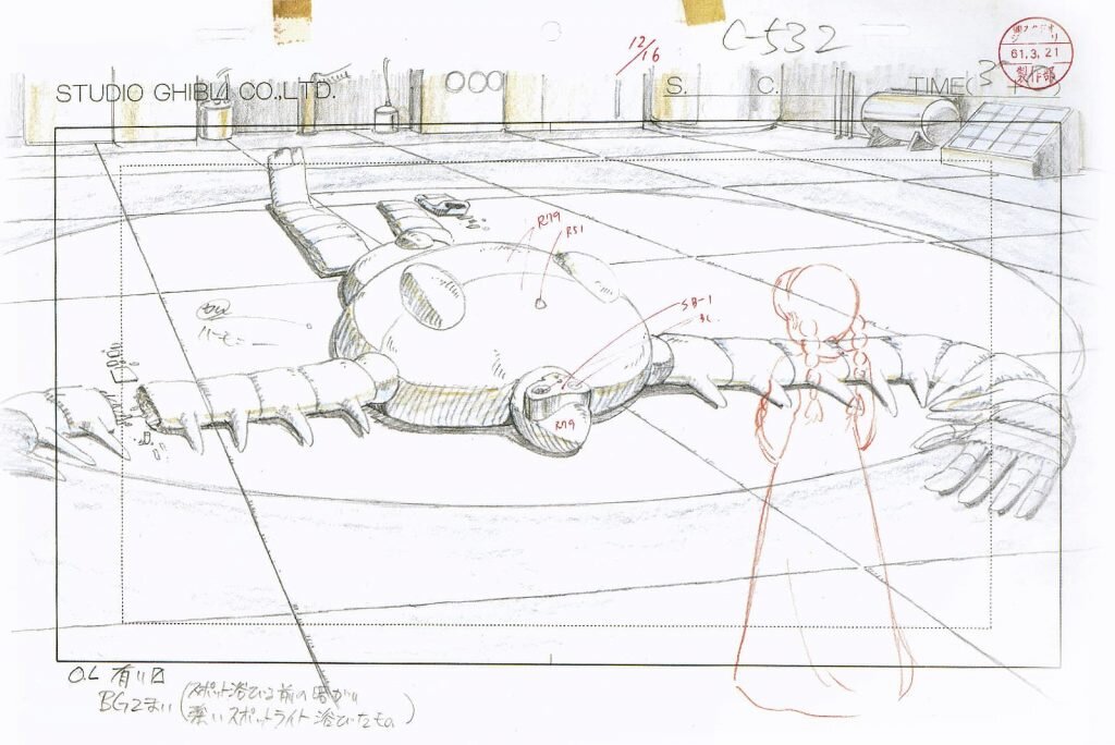 Хаяо Миядзаки. Небесный замок Лапута, 1986 Наброски и подготовительные материалы к полнометражному аниме-фильму
(c) 1986 Nibariki — G