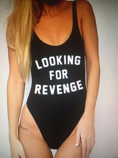 Купальник черный с надписями