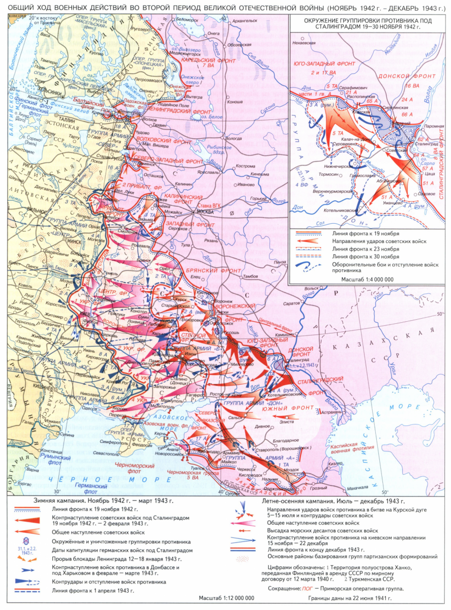 Линия фронта на 1 января 1943 года карта