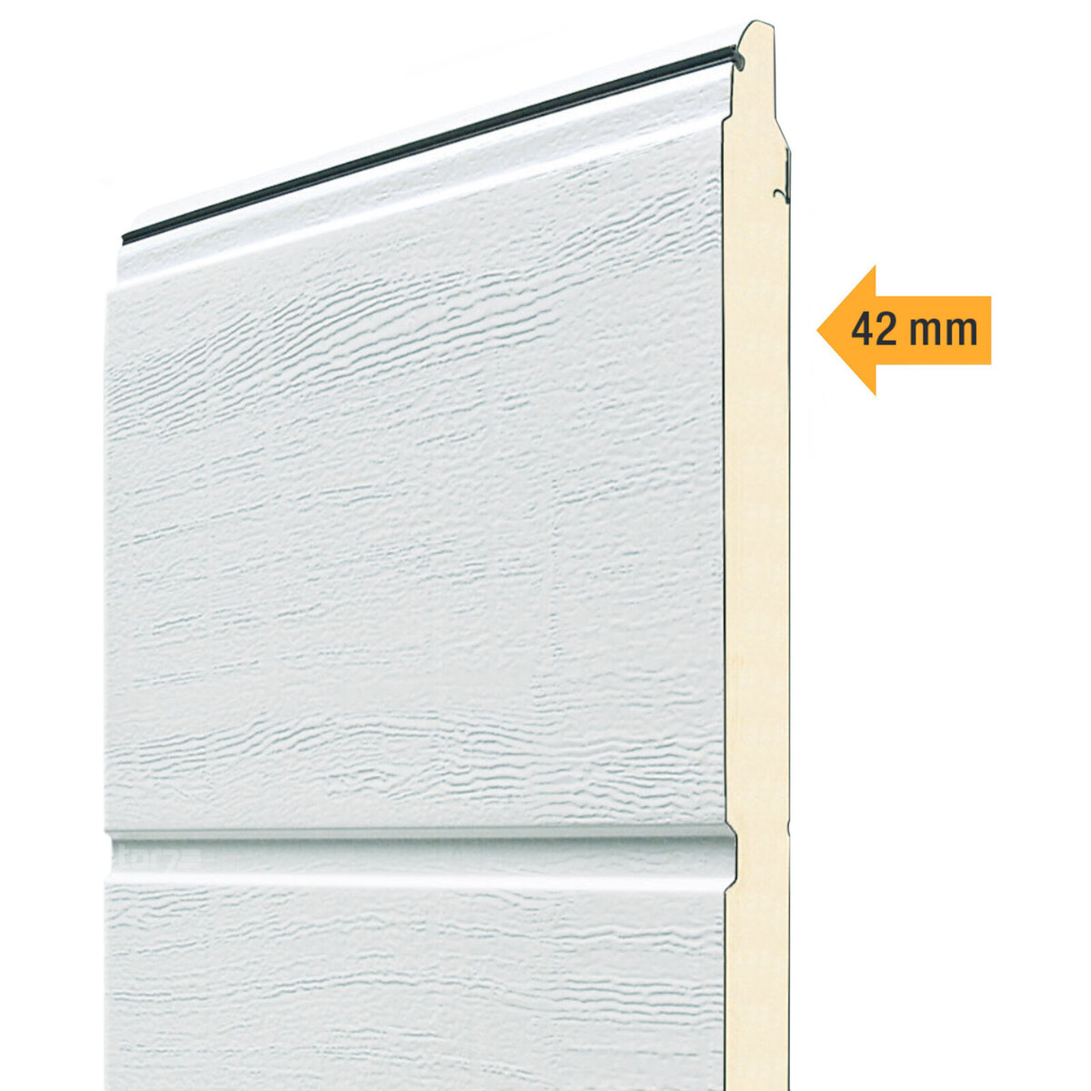 Толщина этих ворот – 42 мм, в секции встроен утеплитель, который качественно изолирует помещение от холода. Такие ворота можно использовать в гараже или рабочем помещении