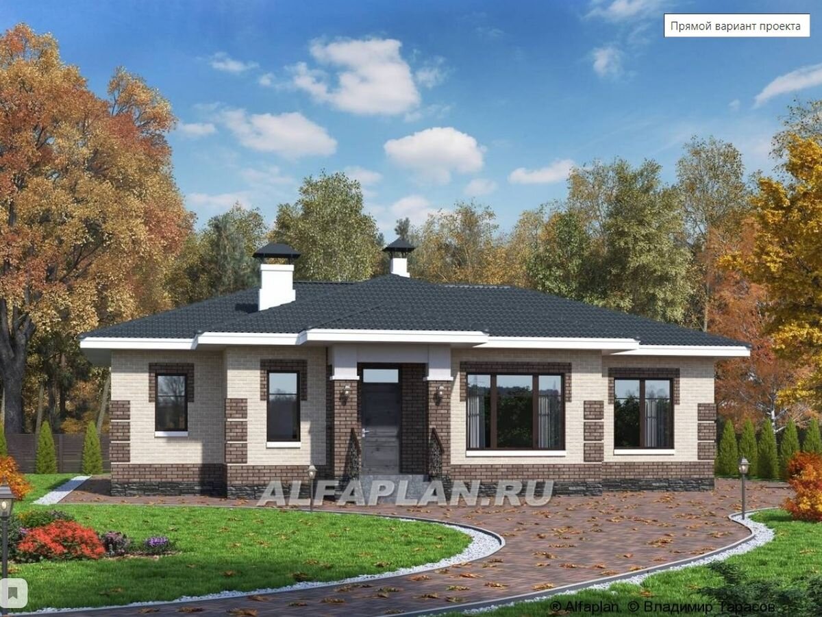 НА СЛАЙД-ШОУ 2 ФОТО: Проект одноэтажного дома "Авалон" 419В, прямой вариант планировки дома