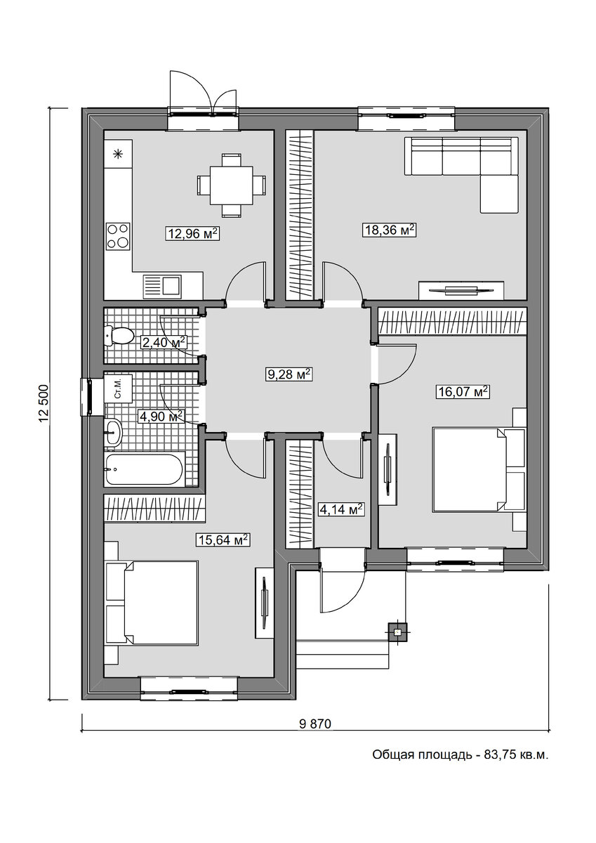 Небольшой и уютный дом 83 кв. м. | ArchDesign-live | Дзен