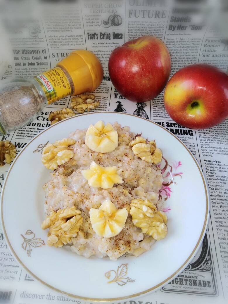 Постная овсяная каша с орехами и яблоками | Овкусе.ру - Ежедневная готовка  в радость! Пошаговые рецепты с фото | Дзен