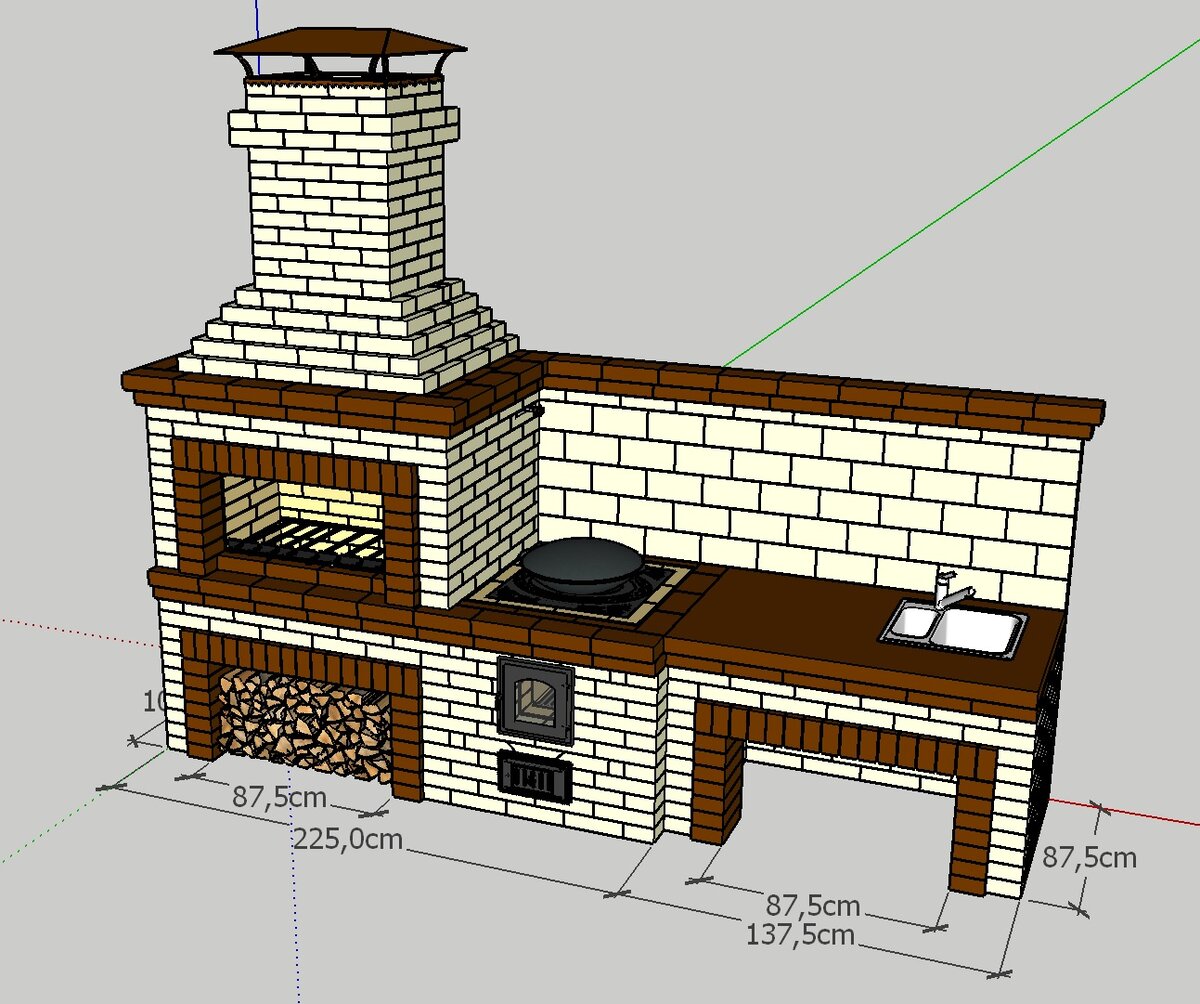Мангальная зона из кирпича схема
