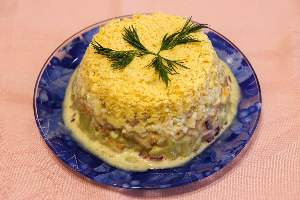 Салат «Мимоза» с печенью минтая, пошаговый рецепт на ккал, фото, ингредиенты - Юна