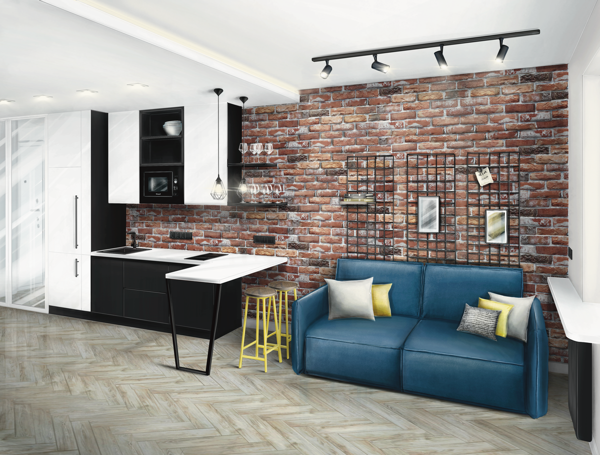 Скетч/ракурс квартиры-студии