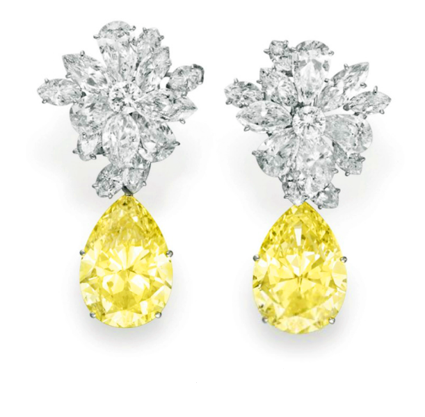 Желтые бриллианты серьги