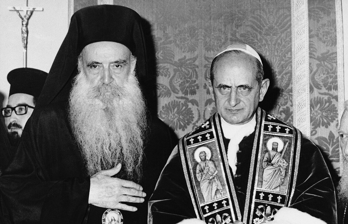 Константинопольский патриарх Афинагор и римский папа Павел VI. 1964 г.
