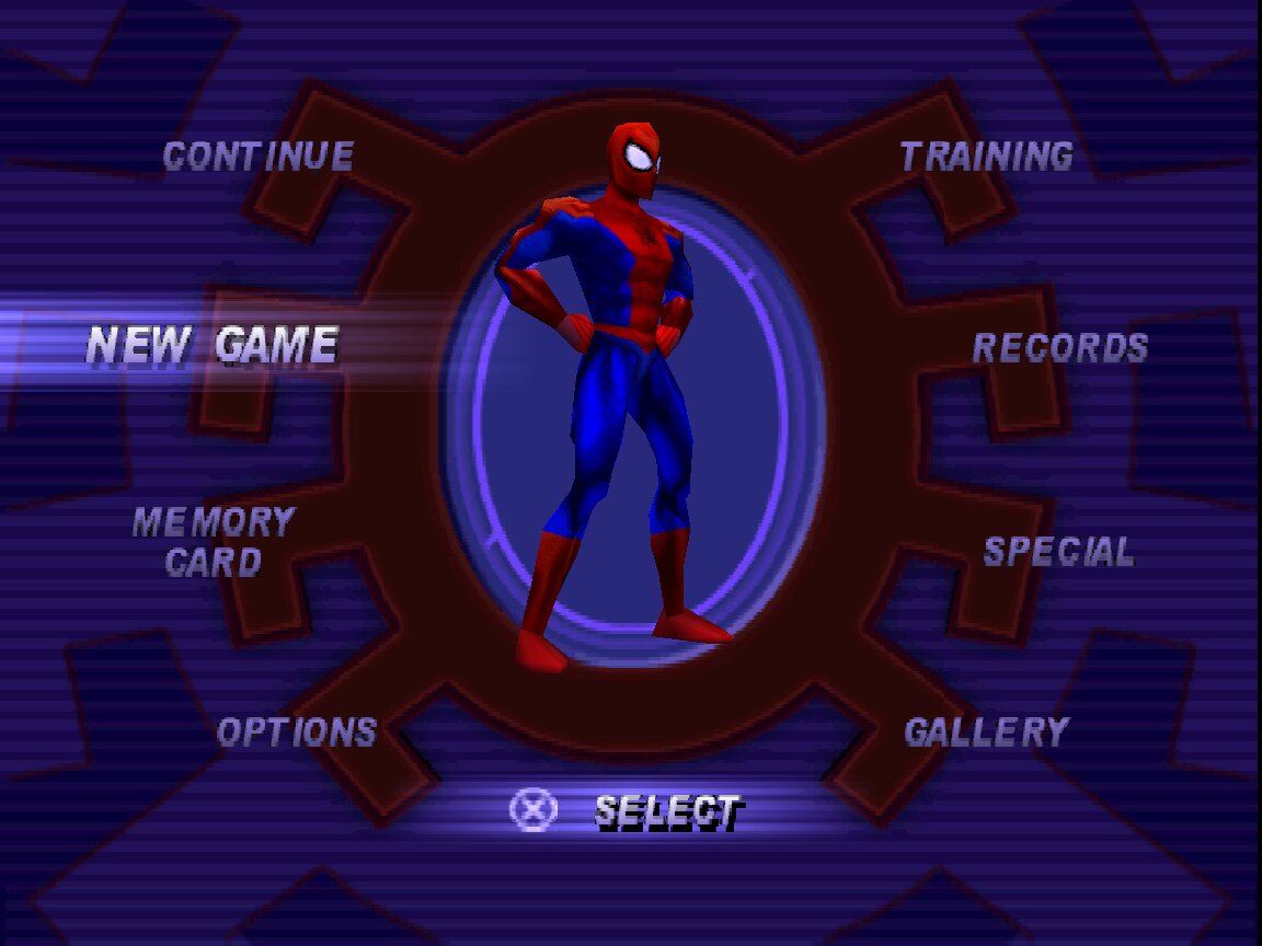 Части человека паука по порядку. Управление Spider man 2000. Spider man ps1. Spider man 2000 ps1 Eng. Spider-man 2000 меню.