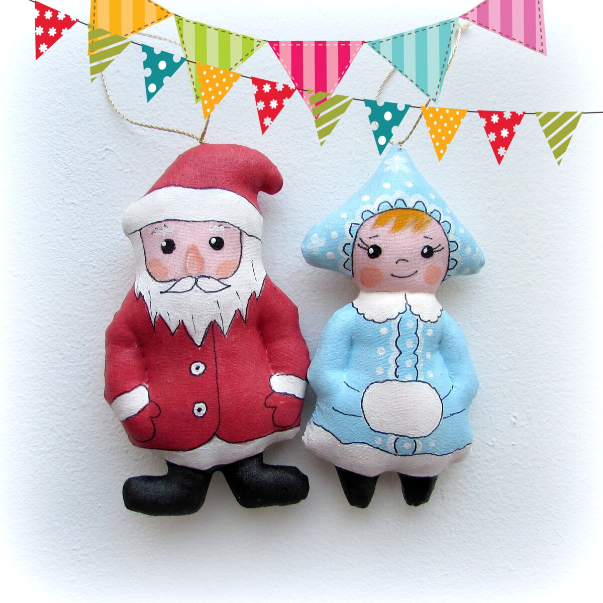 Набор елочных игрушек "Дед Мороз и Снегурочка"