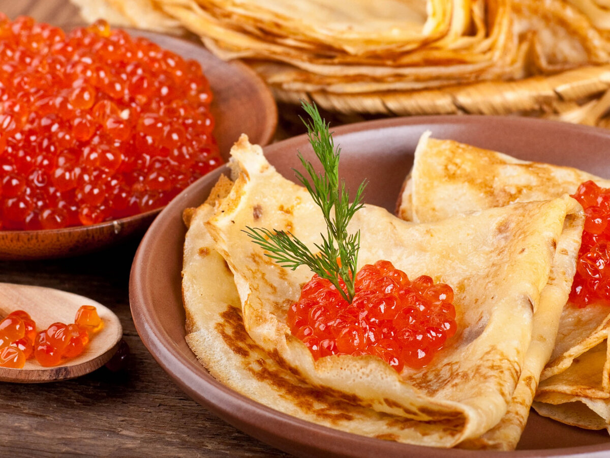 Блины с красной икрой