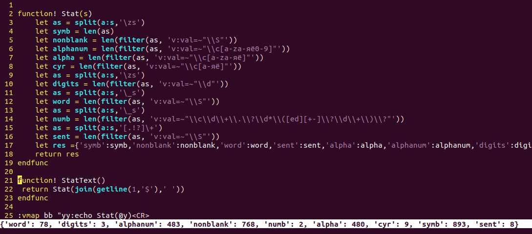 Подсчет предложений в коде большого смысла не имеет, это просто сколько точек и знаков ! и ?. Числа имеются в виду как слова, то есть 0-9 пошло как одно число.