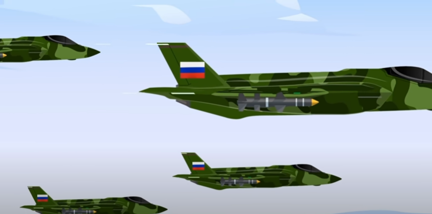 вот так своеобразно западные аниматоры изображают российские самолеты; больше напоминают F-16 или "Сейбры"