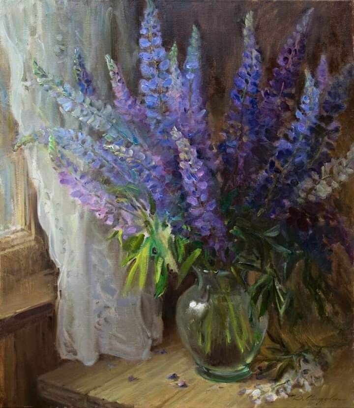 Люпины картина маслом