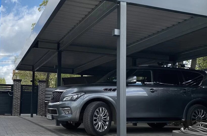 Плюсы автомобильных навесов с плоской крышей