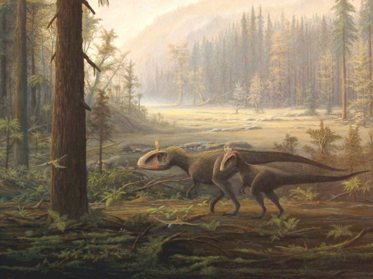 Картина И. И. Шишкина, «криолофозавры в сосновом бору».