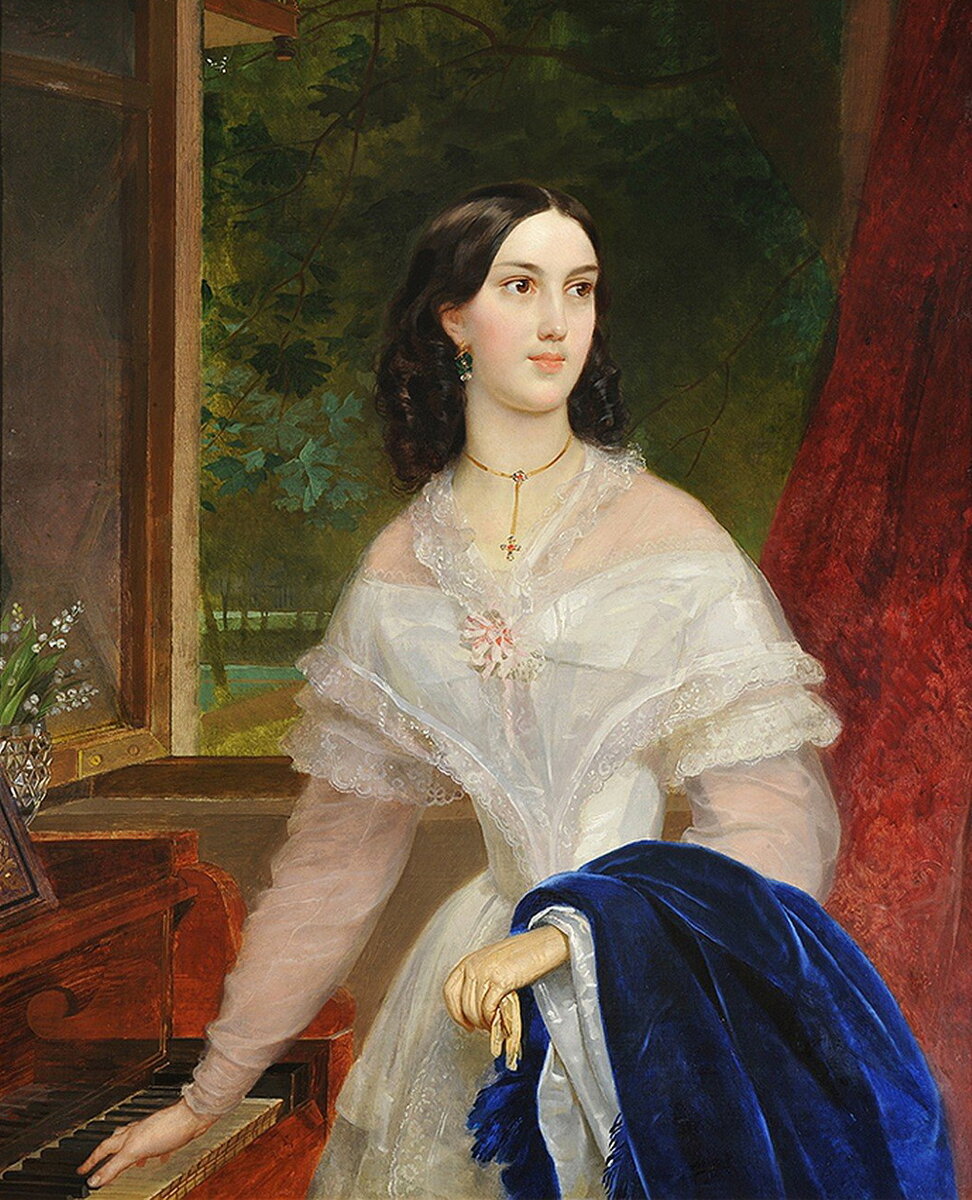 Портрет Эмилии Тимм у фортепьяно, художник Карл Брюллов 
