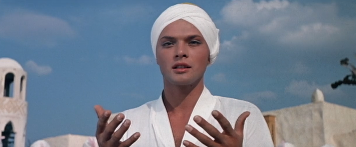 Борис Быстров. Кадр из кинофильма "Волшебная лампа Алладина", 1966 г., режиссер Борис Рыцарев, сценаристы Виктор Виткович, Григорий Ягдфельд, композитор Алексей Муравлев (скриншот)