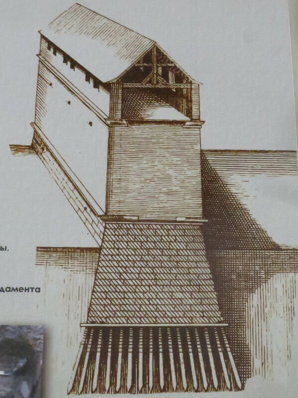 Стена Смоленской крепости в разрезе (из музея Смоленск - щит России). Наглядно показан фундамент, однако верхняя часть показано очень условно - они имеет полубутовкую кладку, а не сплошную кирпичную