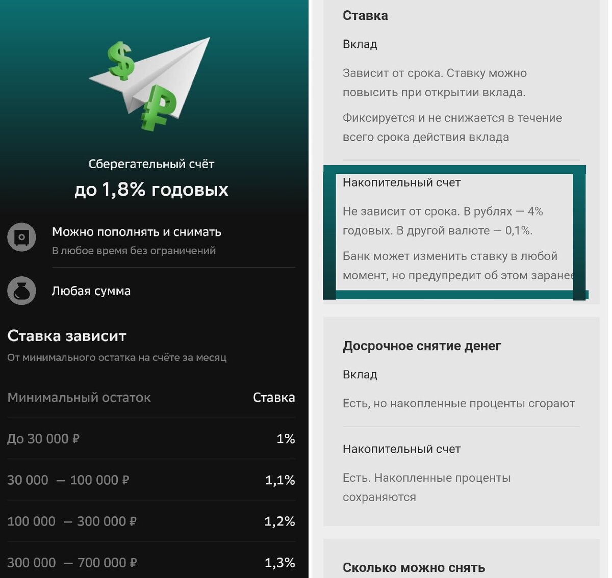Условия накопительного счета  Сбер и Тинькофф