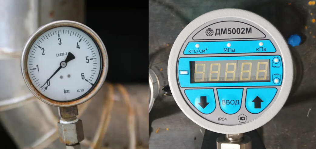 Аналоговый и цифровой манометры