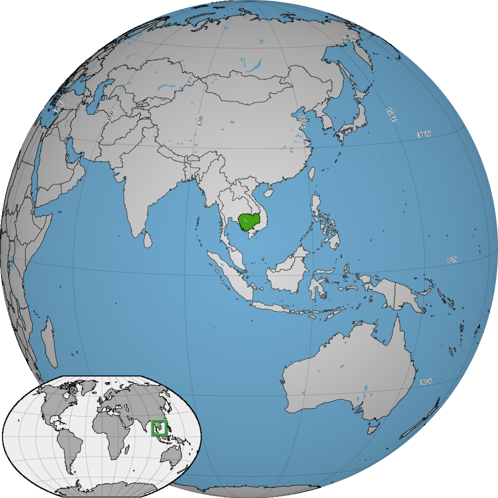 Камбоджа на карте Мира