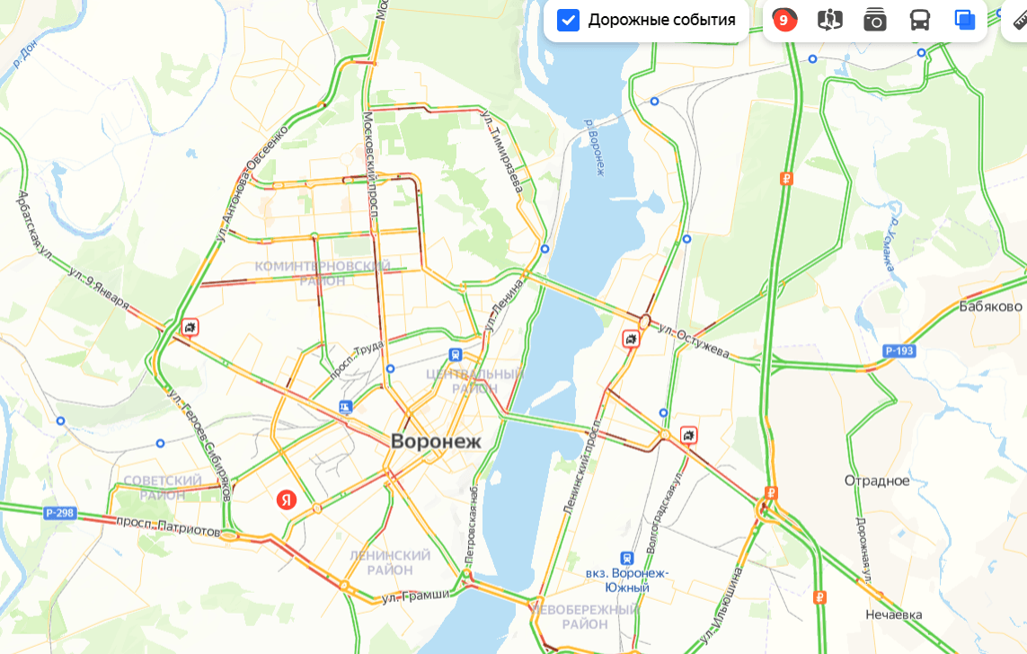    Дорожная ситуация на 8:10. Данные «Яндекс. Карты»