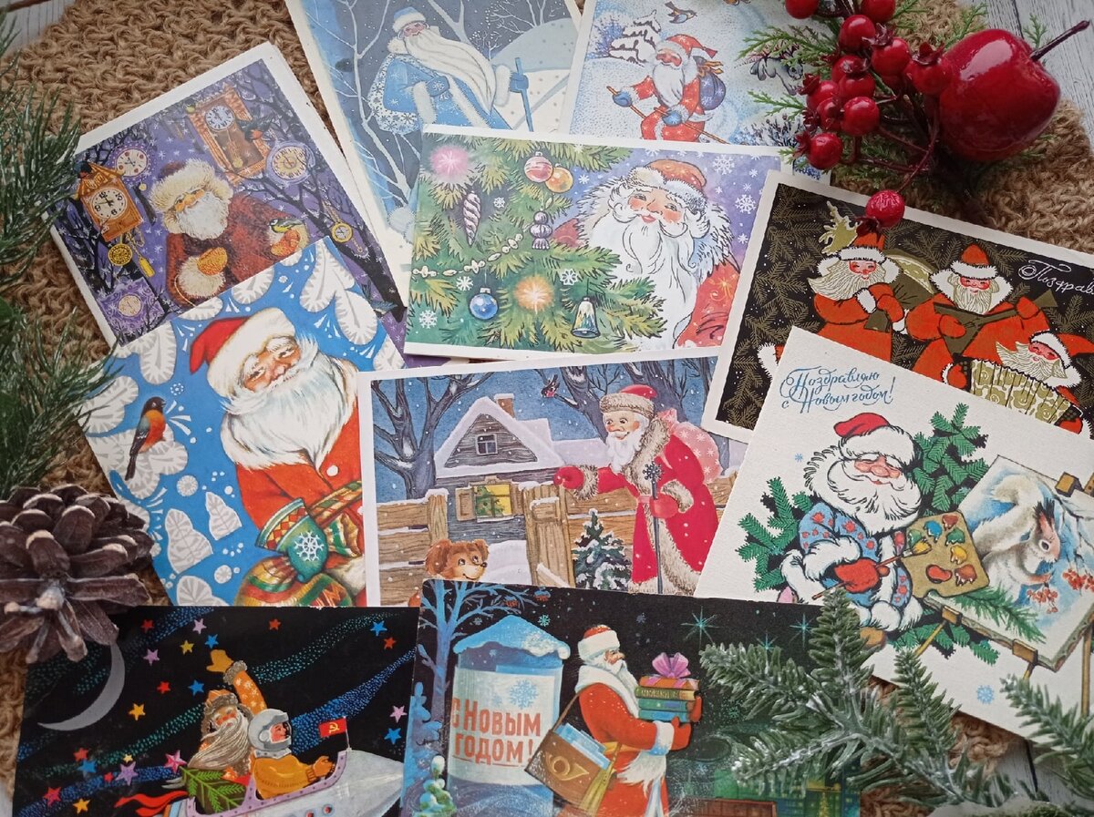 советские новогодние открытки (фото автора из личной коллекции)