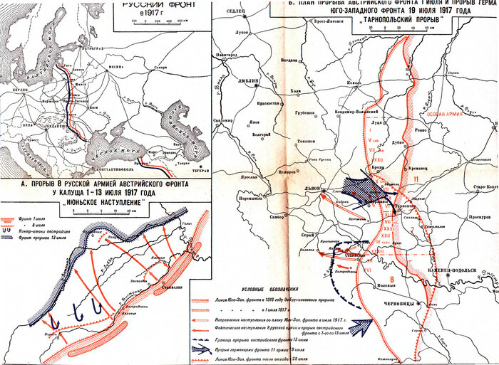 Карта боевых действий на Юго-Западном фронте в июле 1917