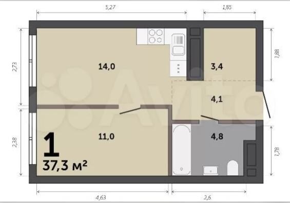  Планировка нашей квартиры 37 кв.м.