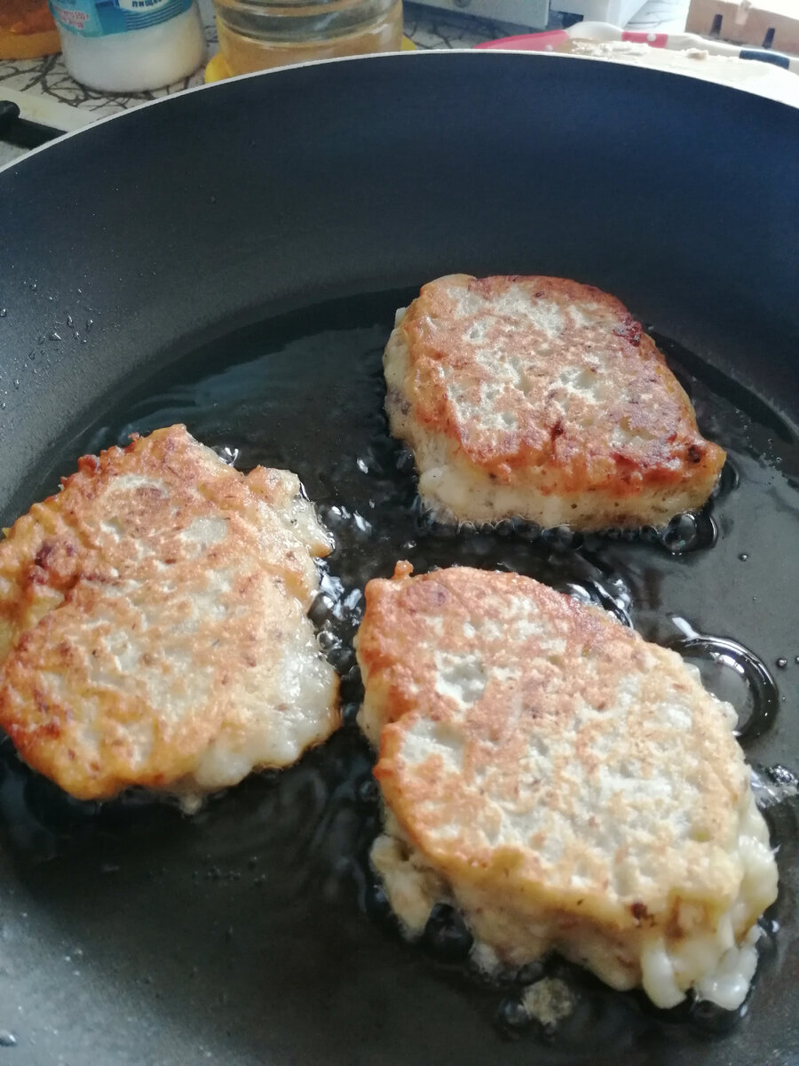 В процессе жарки. 