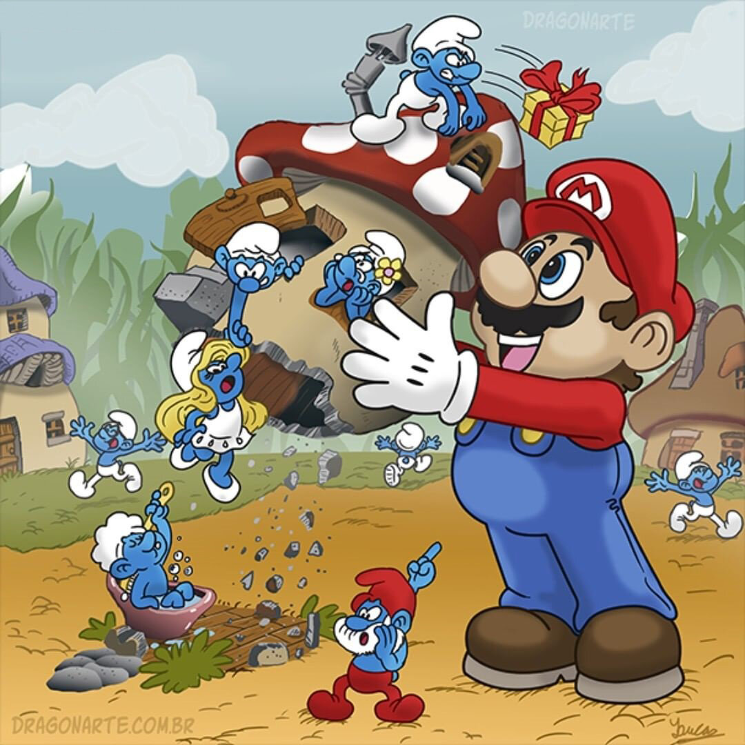 Марио и Смурфики