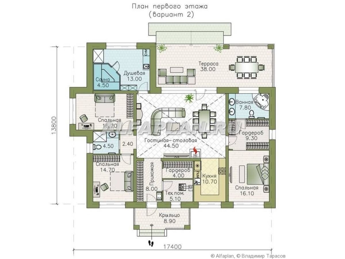 Планировка дома по проекту "Аризона" 767В (вариант 2) 
