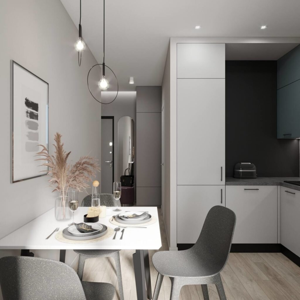 Нейтральные цвета и мягкие акценты. Со вкусом оформленная квартира 40 кв.м.