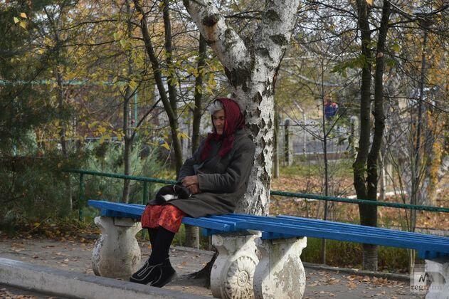    Пожилая женщина ждёт эвакуации Александр Полегенько © ИА REGNUM