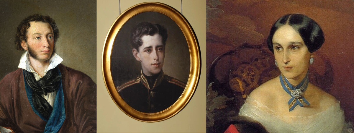О. Кипренский. Портрет А.С. Пушкина / Неизвестный художник. Портрет Г.А. Пушкина / И.Макаров. Н.Н. Пушкина-Ланская (Изображения из открытых источников)