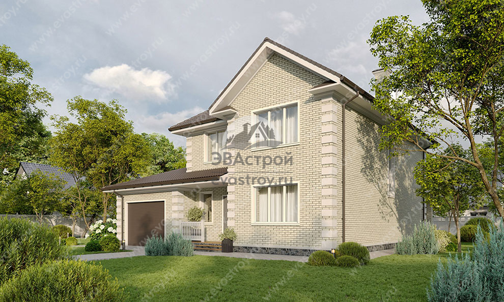 Европейский проект двухэтажного дома 234 м2 с двухместным гаражом, кабинетом и террасой - SRK-76