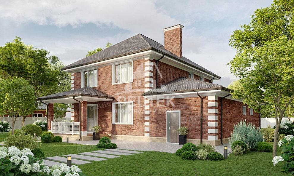 Проект дома 234 м2 из керамобетона с двухместным гаражом, кабинетом и террасой - SRK-10