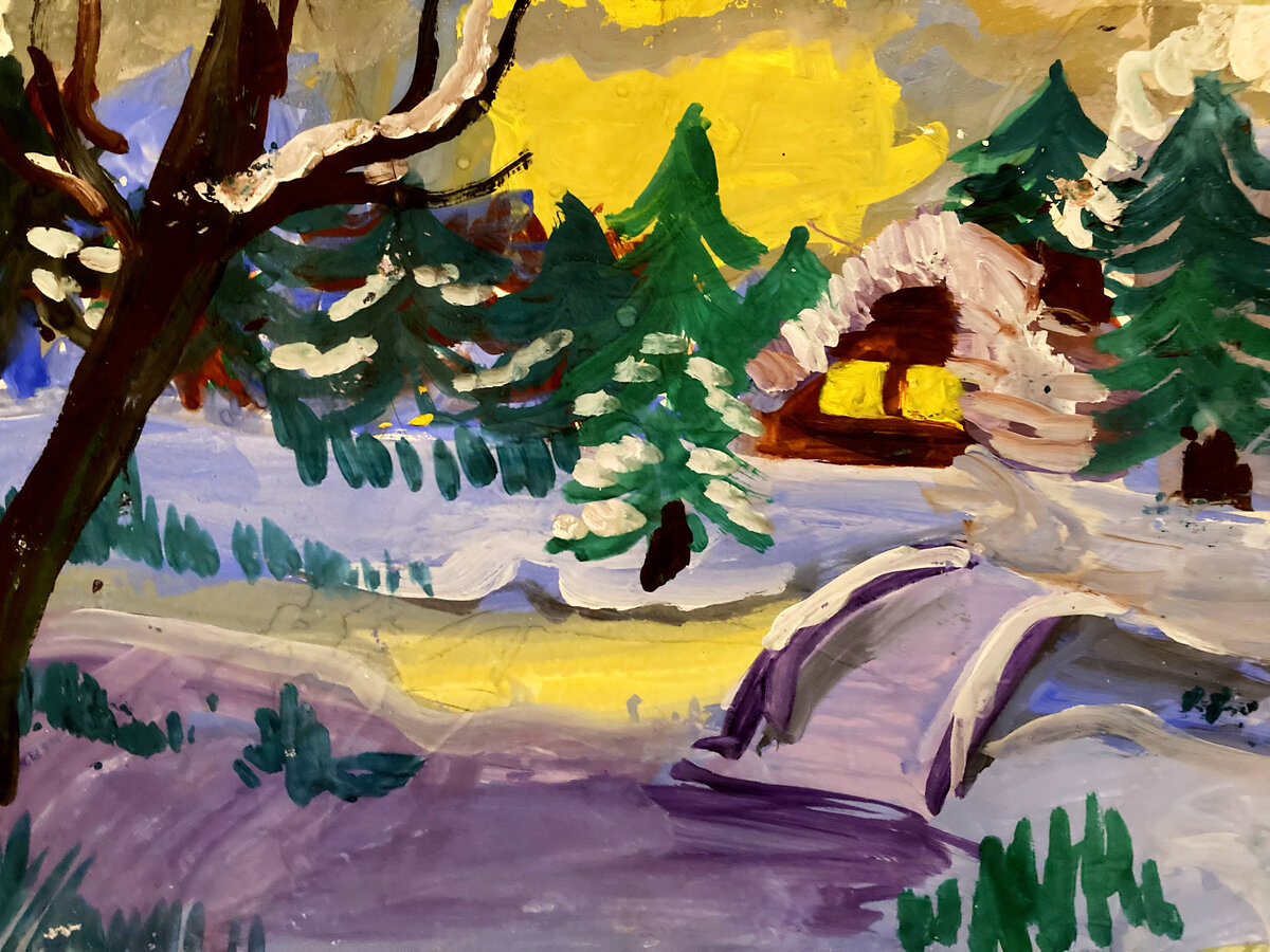 Рисунок моего внука - Димы. Вот какая она - красавица зима!