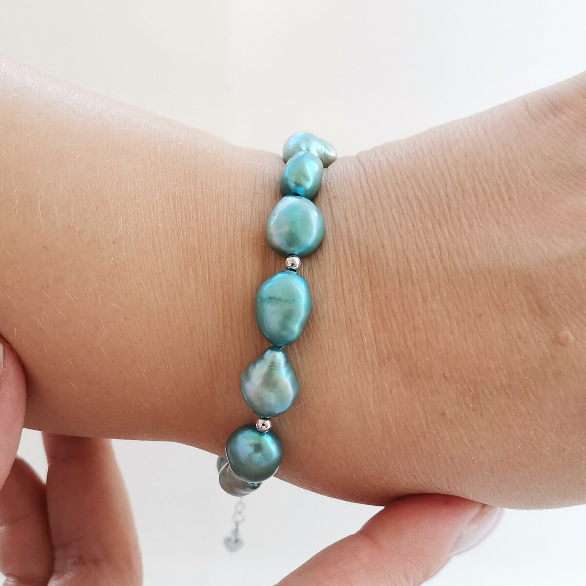 Красивый браслет из натурального жемчуга барокко голубого цвета, дизайн LARA.FA jewelry