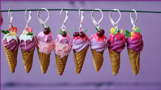 • МОРОЖЕНОЕ • ICE CREAM • miniature • polymer clay tutorial •Создаем украшения своими руками