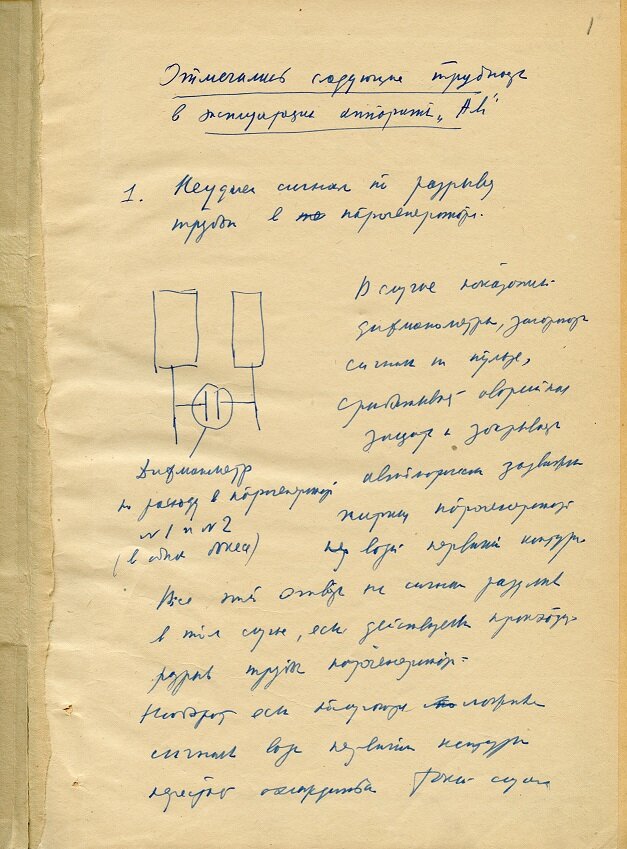 Тетрадь записями академика И.В. Курчатова во время пуска первой очереди Обнинской атомной станции. Обнинск, 1954 г.