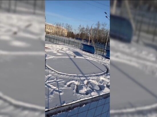     В Благовещенске дети и родители создали снеговика размером со стадион ФОТО: скрин видео