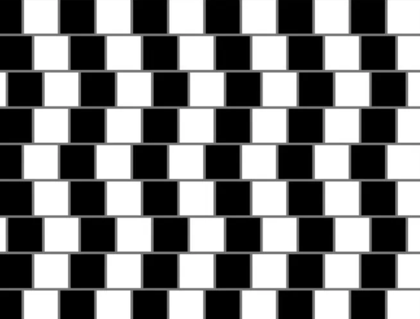 Иллюзия 9 букв. Оптические иллюзии линии. Иллюзия стены кафе. Зрительные искажения оптические иллюзии. Оптические иллюзии фото.