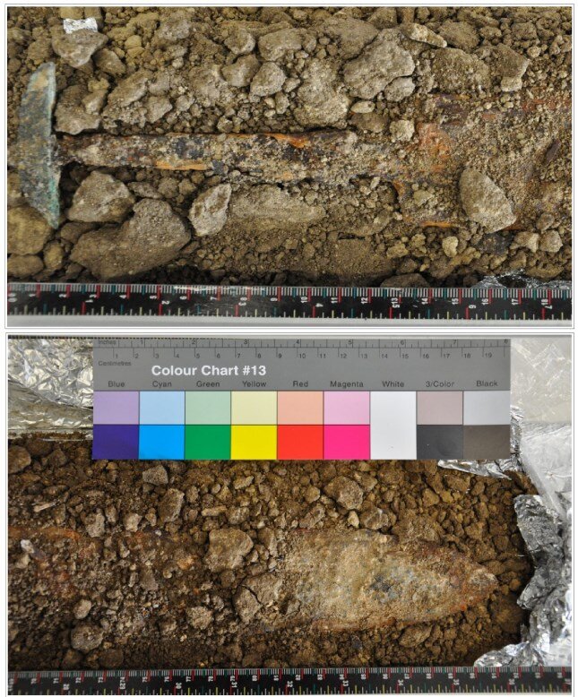 Крупный план навершия и острия в грунте. По Барта 2014. 