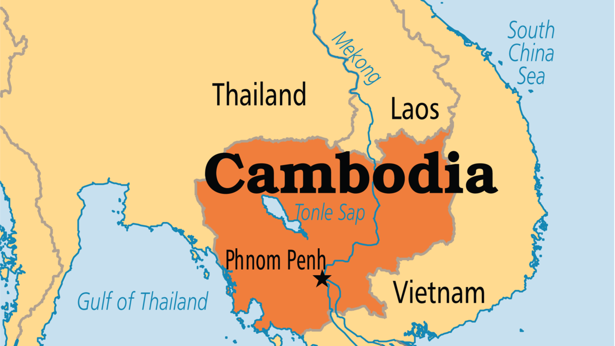 В какой стране находится камбоджи. Камбоджа на карте. Кампучия на карте. Камбоджа границы на карте.