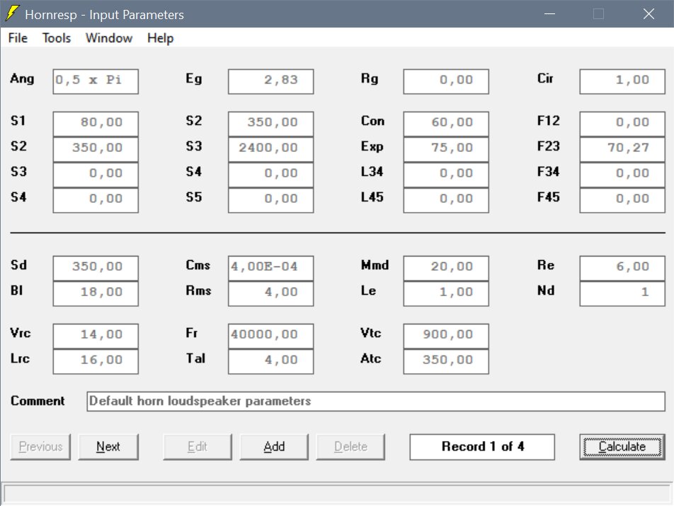 Первое главное окно Window > 1 Input Parameters