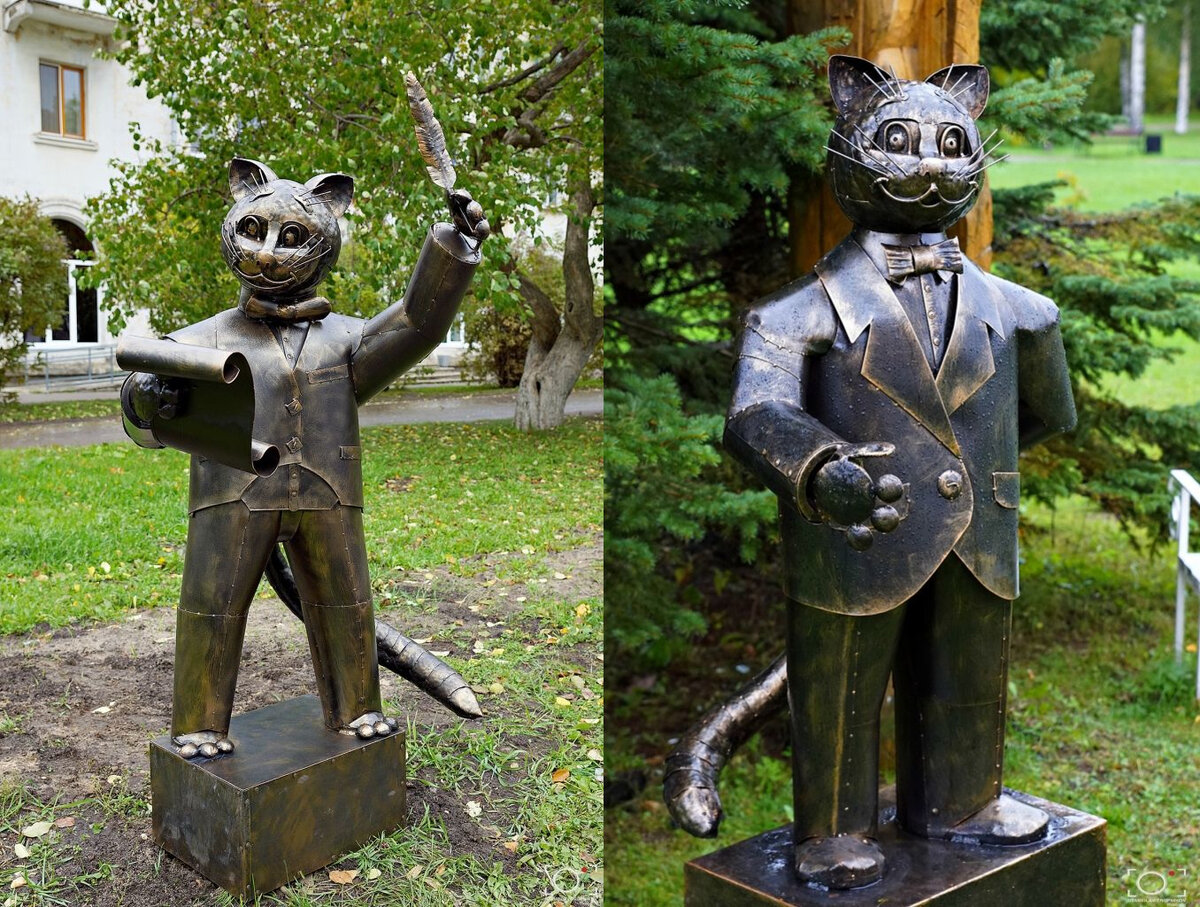 Местные кративщики решили, что слова Котлас правильнее расшифровать, как "КОТ ЛАСковый" и расставили по городу металлических животных. Фото с сайта pomorland.travel